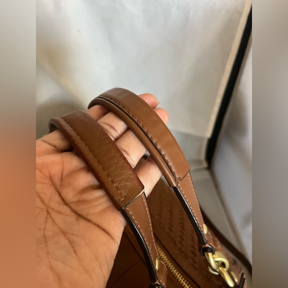 Coach Brown Woven Leather Shoulder Bag - Picture 5 of 14